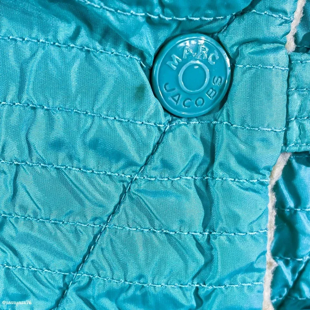 ▪️MARC JACOBS▪️ Turquoise Sherpa Trim Quilted Convertible Collar Jacket